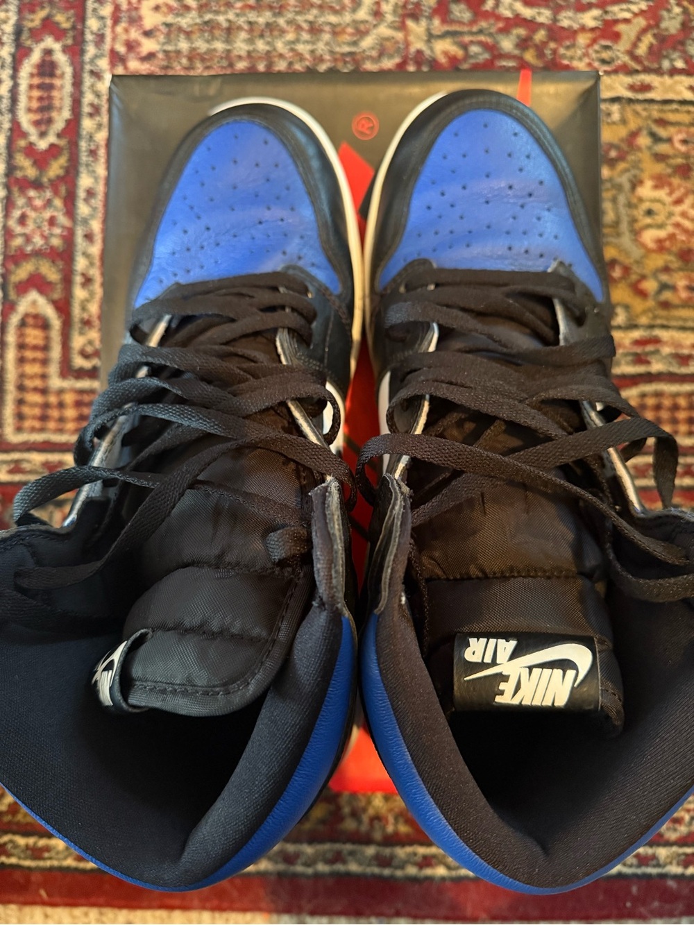 Jordan 1 Retro High Royal Toe— Black/White/Royal Blue Sneakers - Picture 3 of 6